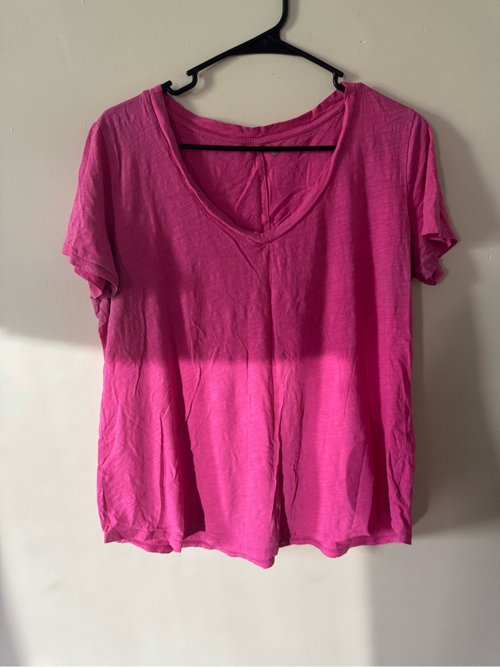 Pink V-Neck Slub Knit Tee Size Large | Casual Everyday Basic Top